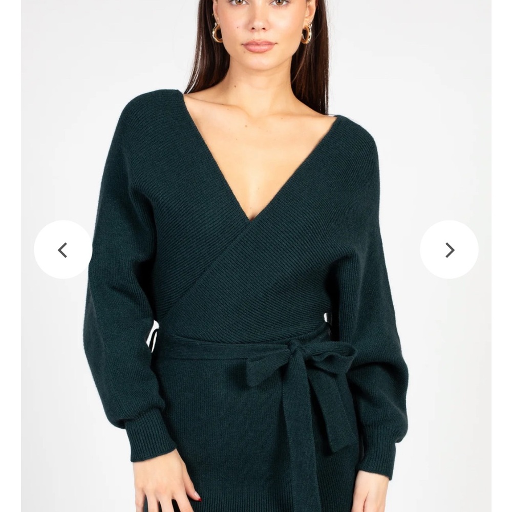 Chic Green Ribbed Dress NWOT